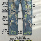 Neon Green Distressed Denim